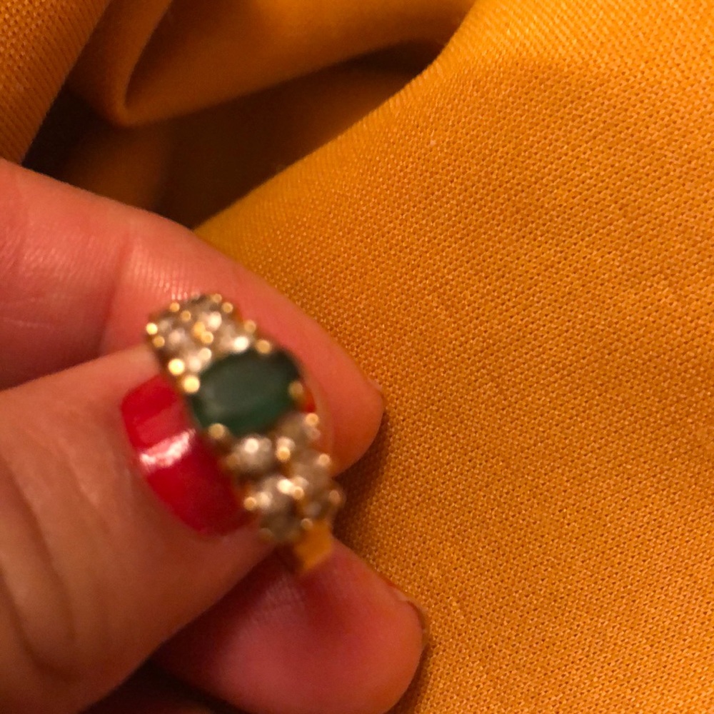 Gold diamond and emerald ring